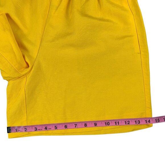 Ann Taylor Women's Shorts Size Medium Yellow Linen Blend Elastic Waist Pockets - Picture 7 of 9